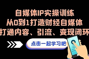 自媒体IP实操训练,从0到1打造财经自媒体,打通内容、引流、变现闭环