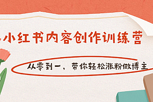 【小红书内容创作训练营】从零到一,带你轻松涨粉做博主(价值399)