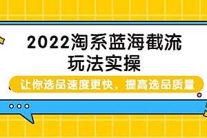 2022淘系蓝海截流玩法实操:让你选品速度更快,提高选品质量(价值599)