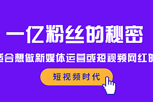 一亿粉丝的秘密,适合想做新媒体运营或短视频网红的你